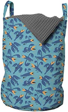 Bolsa de lavanderia de pássaros de Ambesonne, padrão de animais voadores caprichosos surreais em design de desenhos