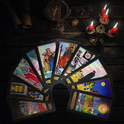 Smoostart 78 cartões de tarô com guia, holográfico cartões de tarô Deck Future Disse Game com caixa colorida para iniciantes e jogadores profissionais