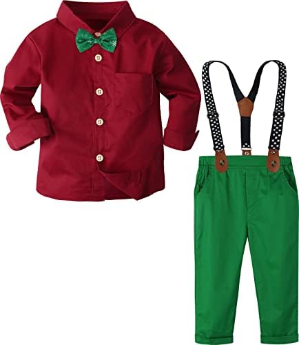 A&J Design Baby Girls Gentleman Roupet Set, 3pcs Terne Shirt & Suspender & Pants