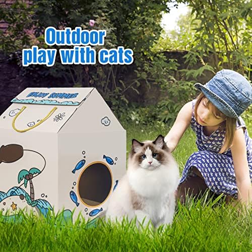 Casa de gato de papelão e quadro de arranhões de gatos Cama de gato de gato reciclável e ecologicamente correto Casa de gato
