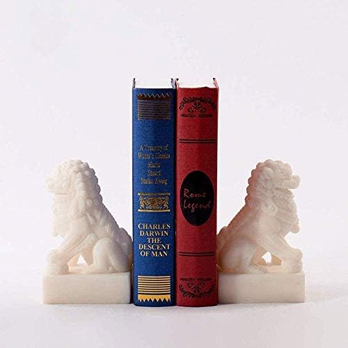 Livros decorativos Livros, Lion Booknds estátuas brancas Livro de prateleira pesada final para prateleiras Livros decorativos para