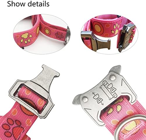 Colar de cachorro tático Nylon ajustável Militar de controle personalizado de controle personalizado em colares de cães de suprimentos para animais de estimação para rosa de cachorro médio por carinho