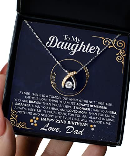 ZapBest 22º colar de aniversário Presente com cartão de mensagem para a filha, para minha filha 22º aniversário do colar de desejos