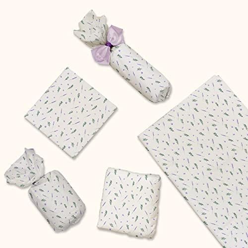 Papel de lavanda de lavanda - papel de seda impressa - tecido decorativo para decoupage - papel de seda floral - papel de lenço de mola | 24 folhas 20 x 30