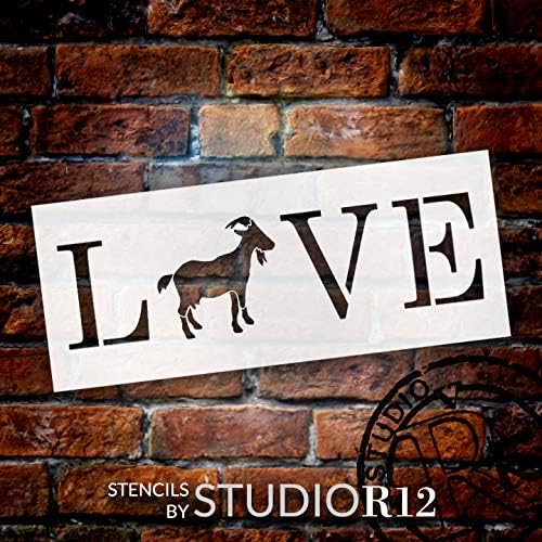 Estêncil de amor de cabra por Studior12 | Decoração de casa da fazenda DIY | Craft & Paint Wood Sign | Modelo Mylar