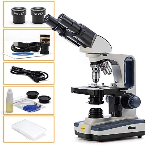 Microscópio de composto binocular SWIFT SW350B, 40X-2500X Magnificação, cabeça de SiedENTOPF, grau de pesquisa, estágio mecânico
