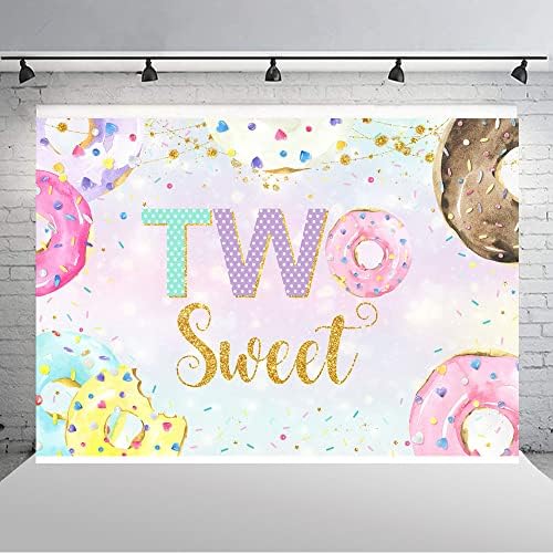 Ticuenicoa 7 × 5ft Donuts Dois Dotas de Gold Dotas Docas Docas de Banner Decorações de Banner Donutas Antecedentes de Aniversário