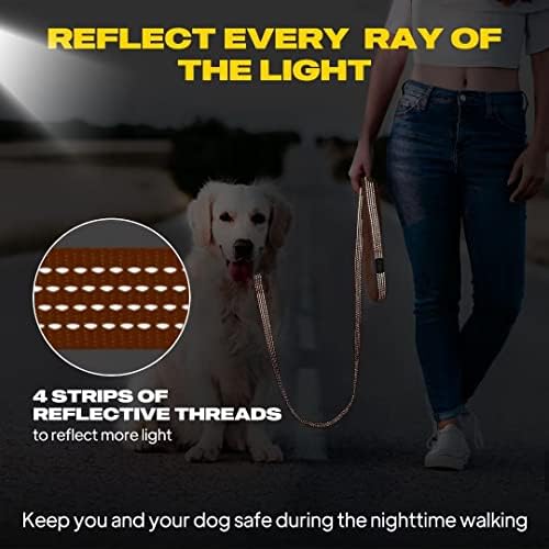 Coleira de cachorro reflexiva da FIDA, trela de cão de nylon de 6 pés para cães pequenos/médios/grandes, trela de cachorro de