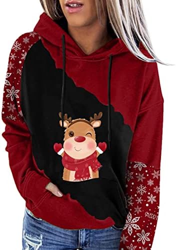 Hoodies de Natal para mulheres fofas de pullocolador de neve