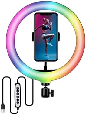 ZCMEB 10 polegadas RGB Selfie LED Ring preenche a luz redonda da fotografia redonda Lâmpada com tripé para maquiagem Vídeo
