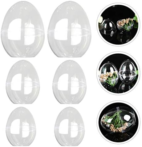 MILISTEN 6PCS Clear Reabilável Recipiente de ovo Diy Bolas enchebáveis ​​de ornamento plástico de Páscoa de Páscoa Páscoa Ornamento