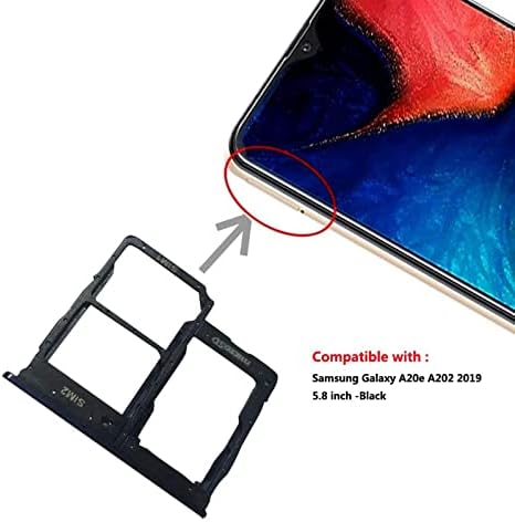 Slimall A20E Substituição Dual SIM Card Bandeja do Samsung Galaxy A20E +Pin de ejeção Open -Black