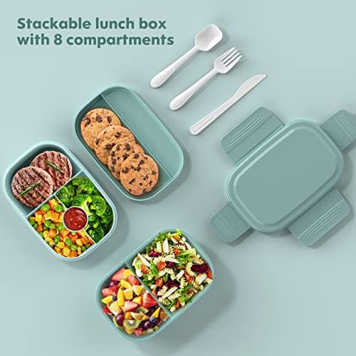 Bento Box Box Adult Box, 3 recipientes de almoço de bento empilhável para adultos/crianças, caixa de bento de design