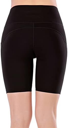 Lianshp High Caist Yoga Shorts para Mulheres Tomme Tummy Controle Athletic Workout Short com bolsos 8