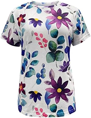 Tops de verão para mulheres femininas gráficas camisetas grandes camisetas casuais camisas florais vintage Tops Crew