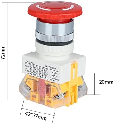 ONECM 2PCS Lay7-11Zs Lay7 Instale os 22 mm O interruptor do botão de botão Scram da cabeça do cogumelo 10A 600V Lay37-11Zs