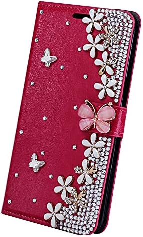 Fairy Art Crystal Cartlet Caixa de telefone compatível com Samsung Galaxy Note 20 5G - Flores - Vermelho - 3D Tampa de