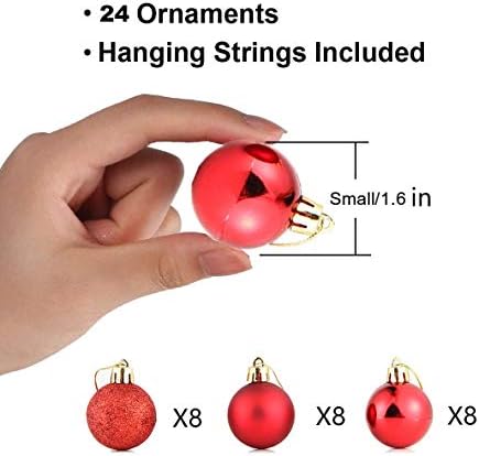 24pcs Red Christmas Ornamentos da bola de Natal Tree decorativa de bolas penduradas para a decoração da festa de casamento