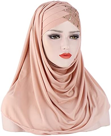 2 peças lantejas de lantejas de testa transversal hijab lenço de turbante Turbano lenço de cabeça feminina de cabeça