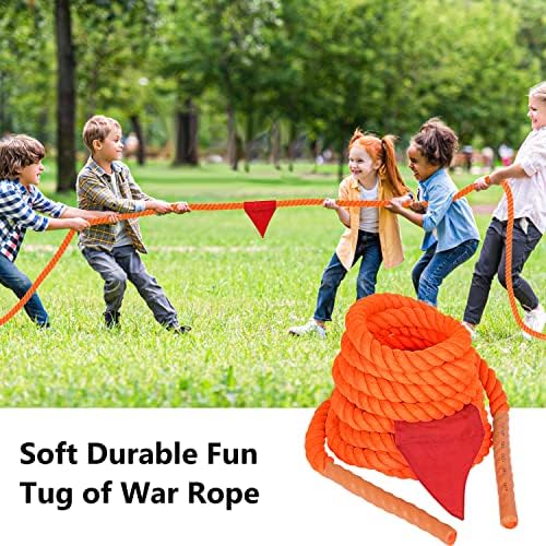 X Xben Tug of War corda com bandeira para crianças, adolescentes e adultos, jogos de corda de algodão macio para atividades de