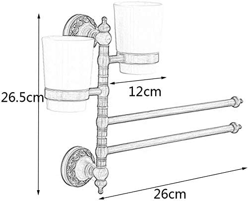 Racks de toalhas de Knoxc, parede retrô européia pendurada creme dental escova de dentes copo de copo rotativo toalha de cobre Rack