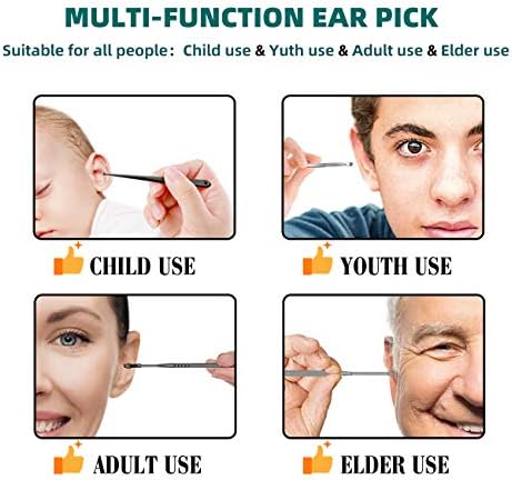 Kit de remoção de cera de orelha, limpeza de ouvido, escova de limpeza e caixa de armazenamento, design de seletor de orelha de uma peça para adultos e crianças