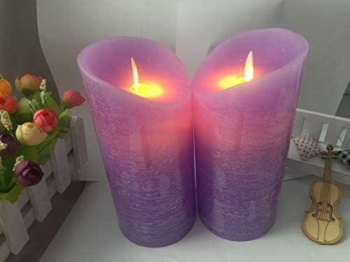 Litluna grande velas roxas sem chamas de pilares de 2 pilares de cera realistas com lava-chamas movimentam-las perfumadas