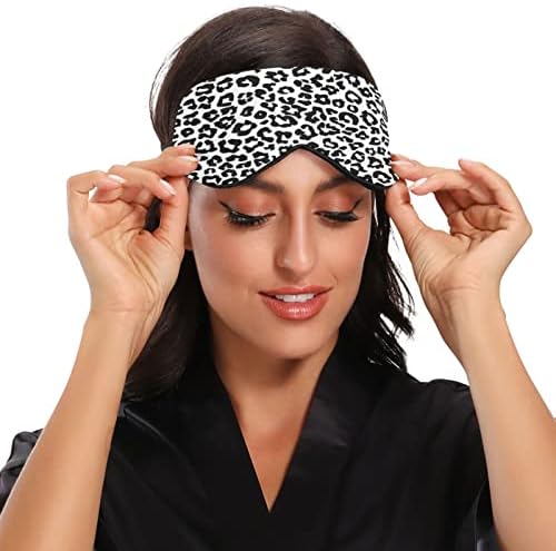 Máscara de sono de leopardo em preto e branco para homens homens macios e confortáveis ​​máscara ocular bloqueando a mão cegada