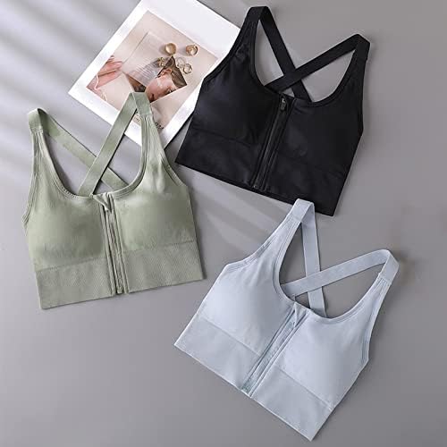 Bras esportivos para mulheres Zip Front Wireless acolchoado semestrável Impacto de ioga Bras Tanques de tanques de tanques de exercícios