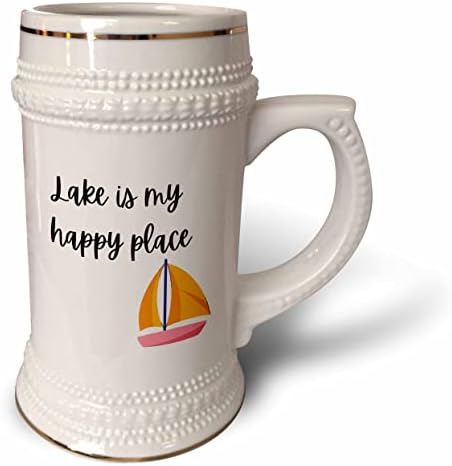 Imagem 3drose de um barco com text lake é meu lugar feliz - 22oz de caneca de Stein