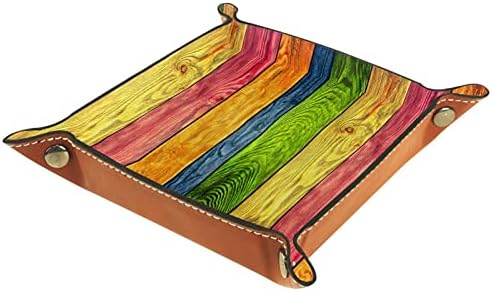 Padrão de madeira colorida Padrão prático de microfibra de couro de bandeja de bandeja de mesa de mesa de cabeceira de