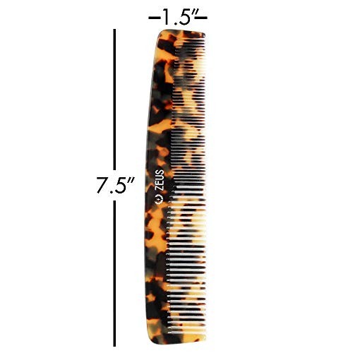 Zeus 7.5 pente de cabelo grande artesanal, acetato não estático, anti-snag-y11