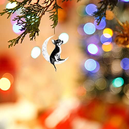 O cão pendente de Natal criativo em sentar Moon Decoration Mini Cestas de Natal