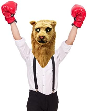 Máscara de leão da boca móvel, full -weft animal fúria leão figurino de cosplay máscara de mover, movimentação de maxilar