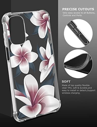 Caso claro e clara de Moto G Stylus 5G 2022 para mulheres/meninas, capa de telefone bonita, design de flores, com prova de queda transparente e leve à prova de queda TPU Protetor Silicone Shell, FL-19