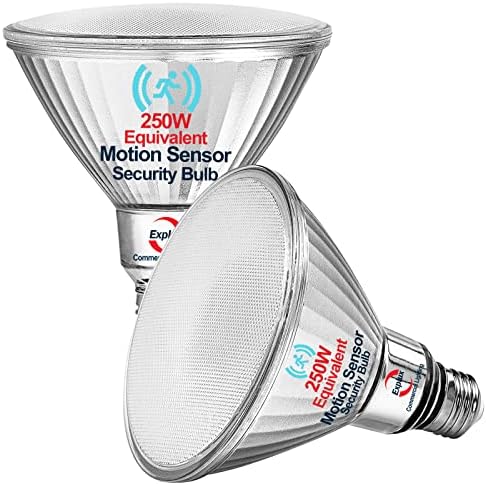 Explux 250W Sensor de movimento equivalente lâmpadas de inundação, lúmens super brilhantes de 2700, lâmpadas de segurança par38