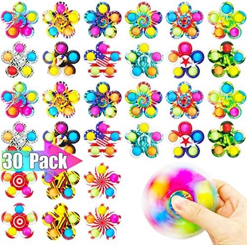 30 Fidget Spinners Toys, Party Favors Gifts for Kid, Pop Spinner Pack Bulk, Little Sensory Fidget Toys Pack, Prêmios de