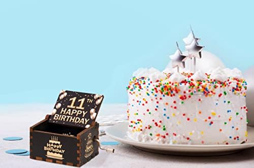 11ª Caixa de música feliz aniversário - Presente de caixa musical de manivela de manivela para o menino ou menina ou menina, amigos,