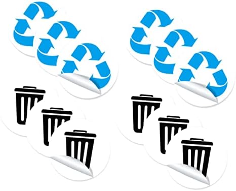 Homoyoyo 12pcs adesivos de triagem de lixo rótulos redondos lixo grande lixo pode arredondar adesivos de lixo de lixo rótulo de