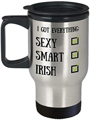 Irish Travel Canela Irlanda Pride Sexy Smart Gunny Gift para canecas de chá de café 14oz aço inoxidável