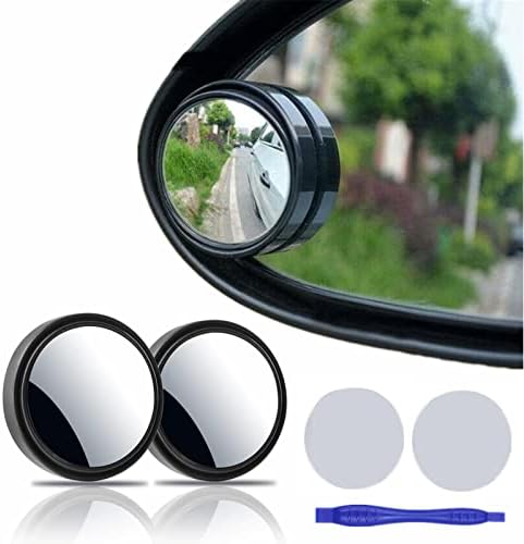 2 PCS Espelhos de ponto cego, 2 Round HD Glass Covex 360 ° Espelho de vista traseiro lateral de grande angular com alojamento