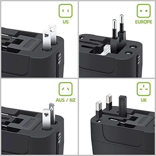 Viagem USB Plus International Power Adapter Compatível com Videocon A23 para energia mundial para 3 dispositivos USB TypeC,