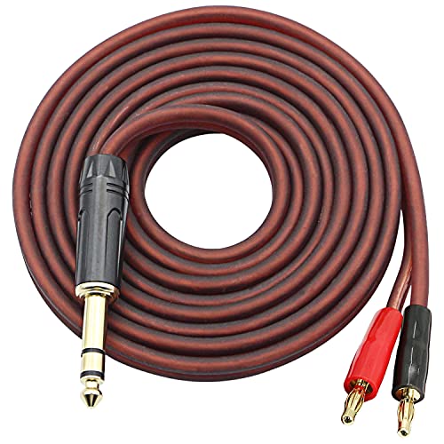 Xmsjsiy 6,35 mm 1/4 TRS para cabo do alto-falante do plugue de banana, 6,35 mm 3 cabo de alto-falante com plugue de banana de 4 mm 2pcs ofc hifi wire wire for DJ Aplicação Guitars Mixer foneco