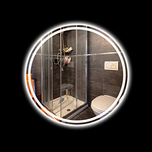 Zabbus Circle espelha com luzes, iluminação de LED para parede ， Luzes diminuídas do espelho da vaidade do banheiro, temperatura ajustável,