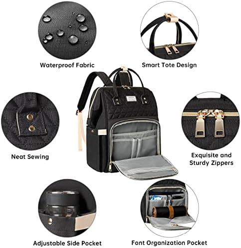 VSNOON Laptop Mackpack for Women, mochila de viagem de 15,6 polegadas com carregamento por porta USB, bolsa de computador