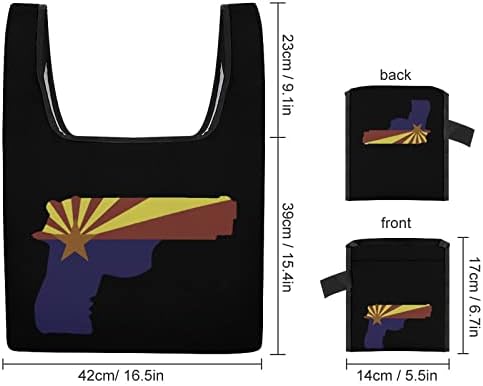 Gun Arizona State Flag Sacos de supermercado reutilizáveis ​​sacos de compras dobráveis