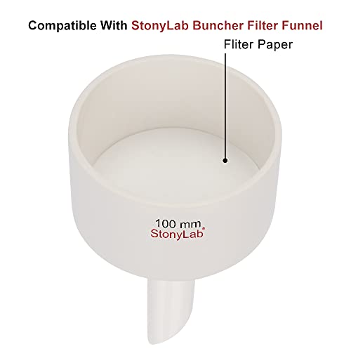 Papel de filtro qualitativo do Stonylab, 100 pacotes de vazão lenta Círculos de papel de filtro de celulose com 10 mícrons de retenção de partículas, 94 mm de diâmetro