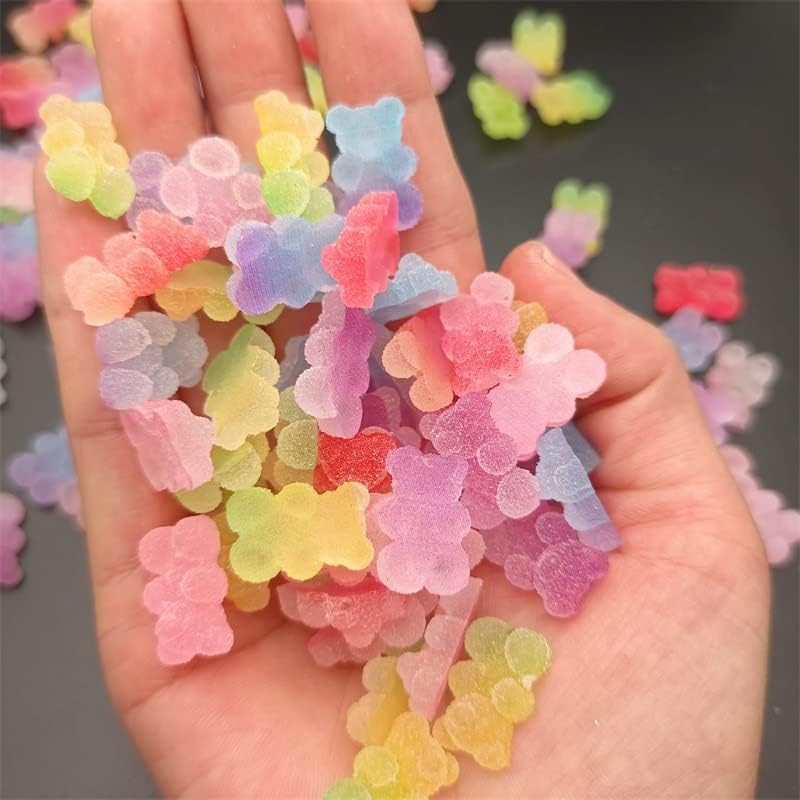 10pcs gradiente gomoso unhas cidadãos decoração kawaii candy amor/urso forma jelly resina shinestones peças suger unhas