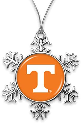 Do Heart Tennessee Voluntários Snowflake com o logotipo da equipe Silver Metal Christmas Ornament Gift Tree Decoration UT UT