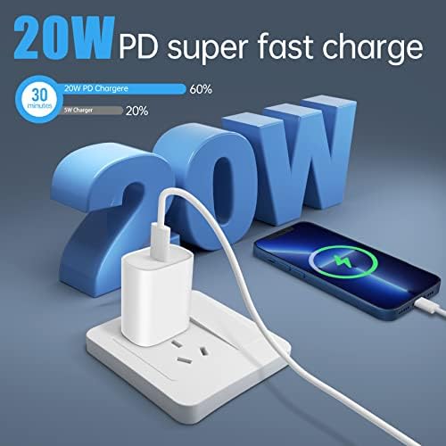 Fast Charger iPhone, [Apple MFI Certified] Charger do iPhone Chargers USB C 20W Chargers Block com cabo de carregamento